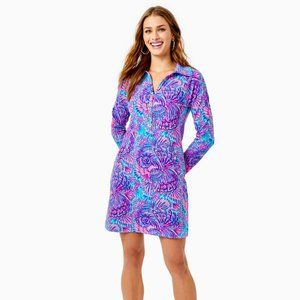 Lilly Pulitzer UPF 50 Ports Popover Dress Turquoise Oasis Shelleidoscope Size S